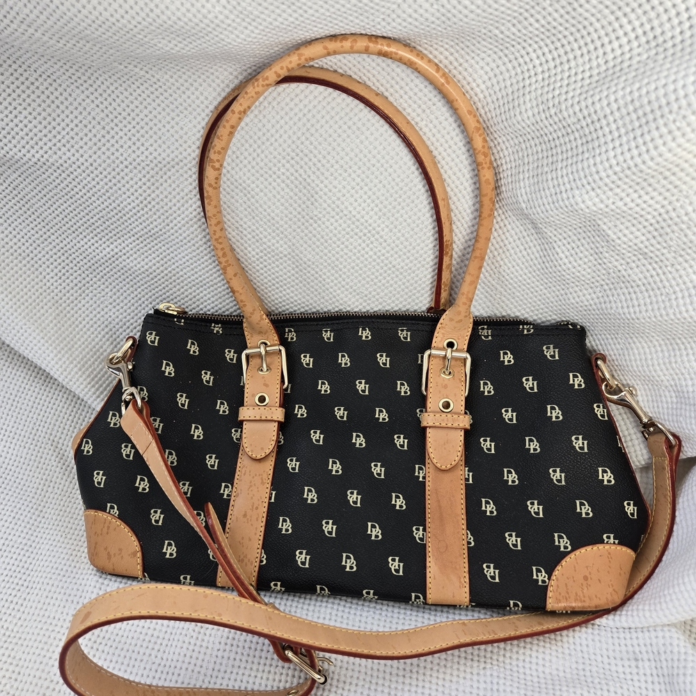 Dooney & Bourke Black and Tan Satchel